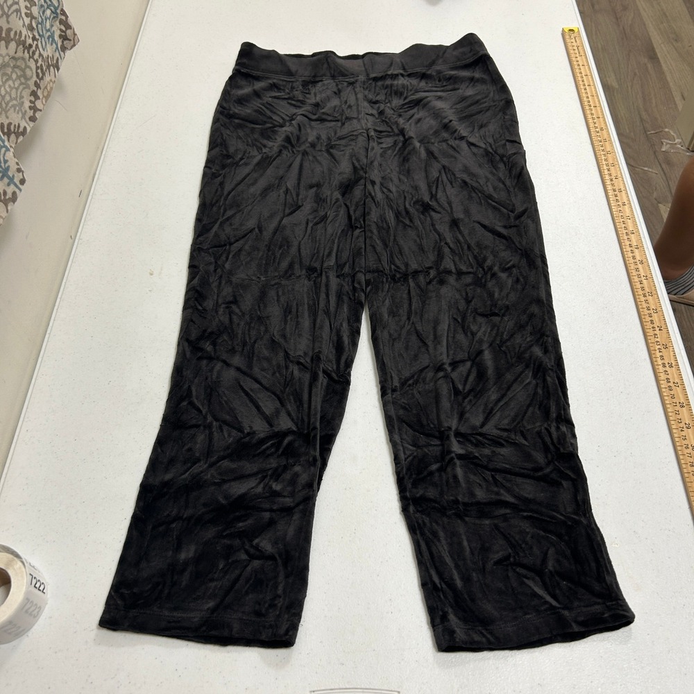 Talbots Petite Black Velour Elastic Waist Lounge Pants MP
